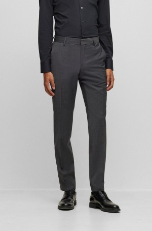 Pantalones Hugo Boss Slim-fit In A Virgin-wool Blend Hombre Grises Oscuro | 75419-ZHXM