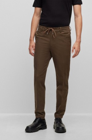 Pantalones Hugo Boss Slim-fit In Algodon-blend Twill Hombre Verdes Oscuro | 89213-FCBT