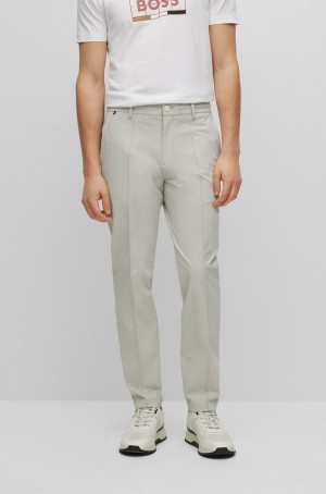 Pantalones Hugo Boss Slim-fit In Performance-stretch Agua-repellent Fabric Hombre Beige | 64587-STEN