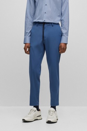 Pantalones Hugo Boss Slim-fit In Performance-stretch Hombre Azules | 65037-ICBZ