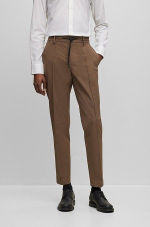 Pantalones Hugo Boss Slim-fit In Performance-stretch Agua-repellent Fabric Hombre Marrom | 68495-WFTE