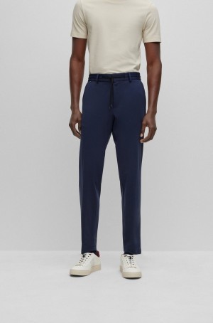 Pantalones Hugo Boss Slim-fit In Performance-stretch Hombre Azules Oscuro | 85294-IRTB
