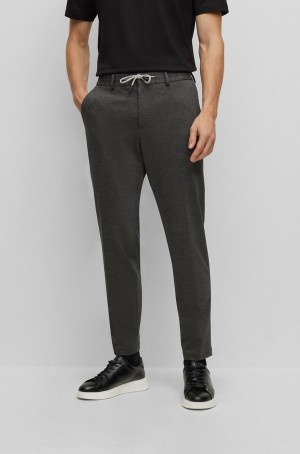 Pantalones Hugo Boss Slim-fit In Performance-stretch Interlock Hombre Grises Oscuro | 29837-TZCA