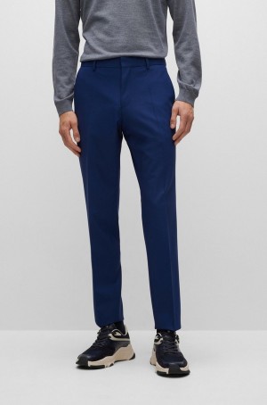 Pantalones Hugo Boss Slim-fit In Stretch Virgin Lana Hombre Azules | 86941-UAXC