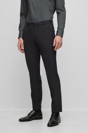 Pantalones Hugo Boss Slim-fit In Stretch Virgin Lana Hombre Grises Oscuro | 39680-IKVU