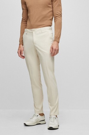 Pantalones Hugo Boss Slim-fit In Stretch Algodon With Signature Stripe Hombre Blancos | 18476-ERGY