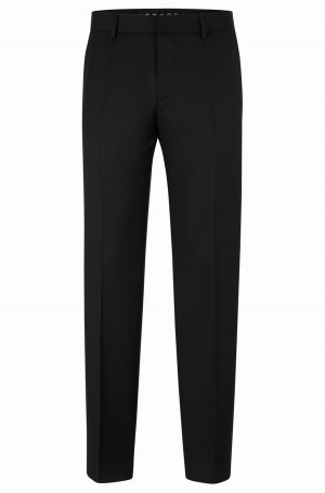 Pantalones Hugo Boss Slim-fit In Virgin-wool Serge Hombre Negros | 61257-RVIJ