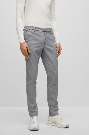 Pantalones Hugo Boss Slim-fit Micro-patterned Chinos With Brushed Finish Hombre Grises | 58649-RDCE