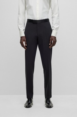 Pantalones Hugo Boss Slim-fit Tuxedo In Stretch Lana Hombre Negros | 01748-NDZY