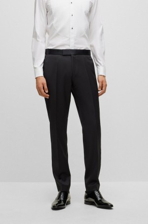 Pantalones Hugo Boss Slim-fit Tuxedo In Virgin-wool Serge Hombre Negros | 47860-TDEC