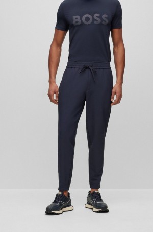Pantalones Hugo Boss Tapered-fit Chinos In Easy-iron Four-way Stretch Fabric Hombre Azules Oscuro | 13462-LRFM