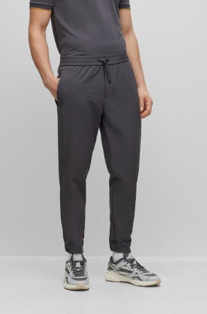 Pantalones Hugo Boss Tapered-fit Chinos In Easy-iron Four-way Stretch Fabric Hombre Grises Oscuro | 42685-FTBO