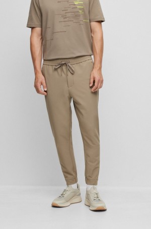 Pantalones Hugo Boss Tapered-fit Chinos In Easy-iron Four-way Stretch Fabric Hombre Verdes Claro | 01435-HGBC