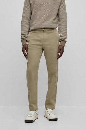 Pantalones Hugo Boss Tapered-fit In Stretch-cotton Cavalry Twill Hombre Verdes Oscuro | 83269-HWXM