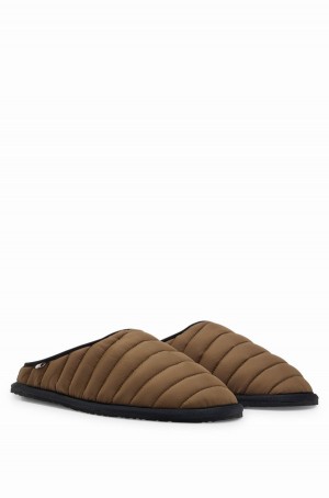 Pantuflas Hugo Boss Acolchado-nylon With Rubber Sole Hombre Verdes Oscuro | 76032-GQTE