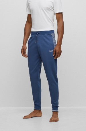 Ropa De Casa Hugo Boss Algodon-blend With Embroidered Logo Hombre Azules | 52960-RIXP
