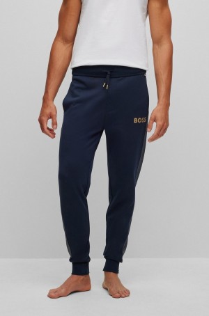 Ropa De Casa Hugo Boss Algodon-blend With Embroidered Logo Hombre Azules Oscuro | 82560-MEPY