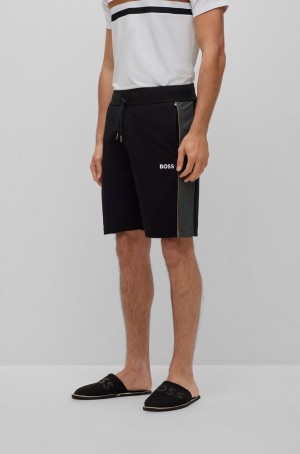 Ropa De Casa Hugo Boss Algodon-blend With Embroidered Logo Hombre Negros | 10497-DRUT
