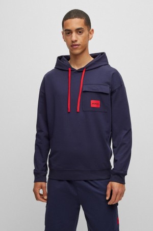 Ropa De Casa Hugo Boss Algodon-blend With Red Logo Label Hombre Azules Oscuro | 23870-TIPU