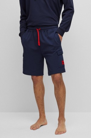 Ropa De Casa Hugo Boss Algodon-blend With Cargo Pockets Hombre Azules Oscuro | 02879-ZAIP
