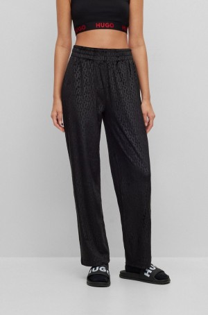 Ropa De Casa Hugo Boss Directo-fit In Logo-print Velour Mujer Negros | 07438-QIHM