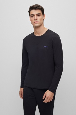 Ropa De Casa Hugo Boss Logo-embroidered Stretch-cotton Hombre Negros | 61403-NFLZ