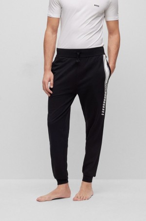 Ropa De Casa Hugo Boss Organic-cotton With Stripes And Logo Hombre Negros | 98471-EICG