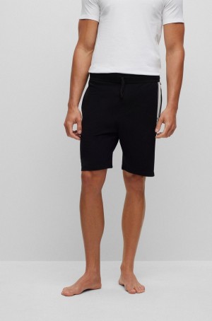 Ropa De Casa Hugo Boss Organic-cotton With Stripes And Logo Hombre Negros | 28307-MFXW