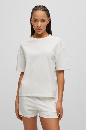 Ropa De Casa Hugo Boss Relaxed-fit With Contrast Logo In Soft Mujer Blancos | 26581-PCUG