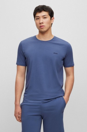 Ropa De Casa Hugo Boss Stretch Algodon With Contrast Logo Hombre Azules Oscuro | 76482-PAEU
