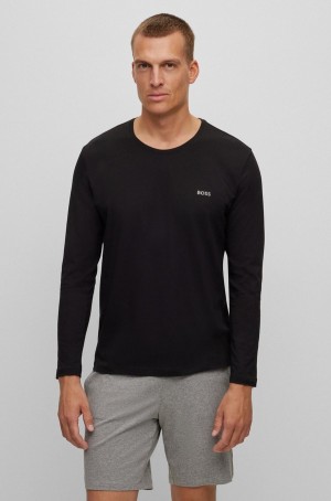 Ropa De Casa Hugo Boss Stretch-cotton Regular-fit With Embroidered Logo Hombre Negros | 56193-JLEQ