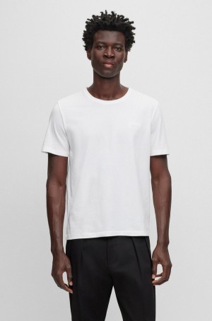 Ropa De Casa Hugo Boss Stretch-cotton Regular-fit With Contrast Logo Hombre Blancos | 06943-XCFL