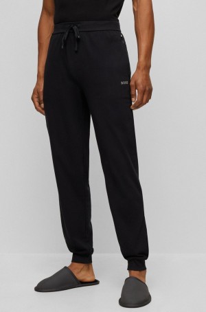 Ropa De Casa Hugo Boss Stretch-cotton With Embroidered Logo Hombre Negros | 70935-DNAE