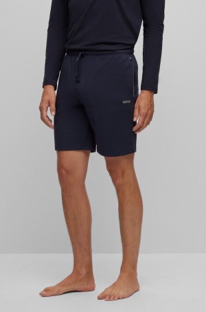 Ropa De Casa Hugo Boss Stretch-cotton With Contrast Logo And Drawcord Hombre Azules Oscuro | 30247-RNJO
