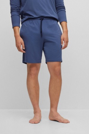 Ropa De Casa Hugo Boss Stretch-cotton With Embroidered Logo Hombre Azules Oscuro | 80245-VTFW