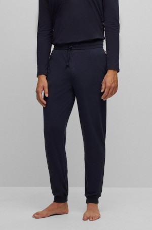 Ropa De Casa Hugo Boss Stretch-cotton With Embroidered Logo Hombre Azules Oscuro | 85264-WJPI