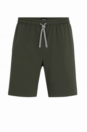 Ropa De Casa Hugo Boss Stretch-cotton With Embroidered Logo Hombre Verdes Oscuro | 46159-REFS