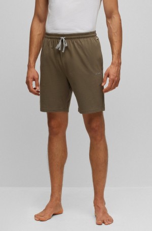 Ropa De Casa Hugo Boss Stretch-cotton With Embroidered Logo Hombre Kaki | 68534-GQSX