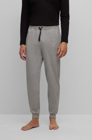 Ropa De Casa Hugo Boss Stretch-cotton With Embroidered Logo Hombre Grises Claro | 51872-QPJZ