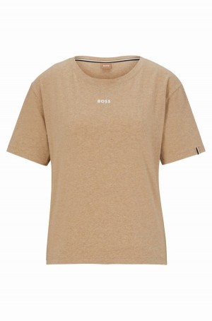 Ropa De Casa Hugo Boss Stretch-cotton With Logo Detail Mujer Beige | 53091-DHVK