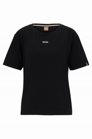 Ropa De Casa Hugo Boss Stretch-cotton With Logo Detail Mujer Negros | 27519-EASY