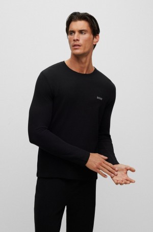 Ropa De Casa Hugo Boss Waffle Algodon-blend With Logo Hombre Negros | 37269-OTCI