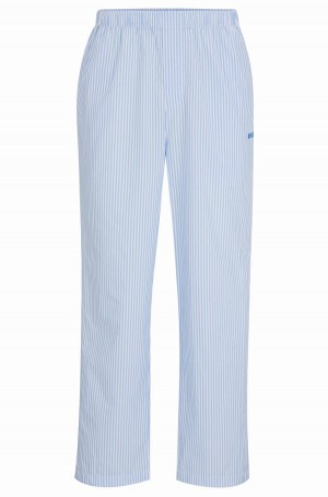 Ropa De Dormir Hugo Boss Logo-embroidered In A Rayas Algodon Poplin Hombre Azules Claro | 74360-VPKZ