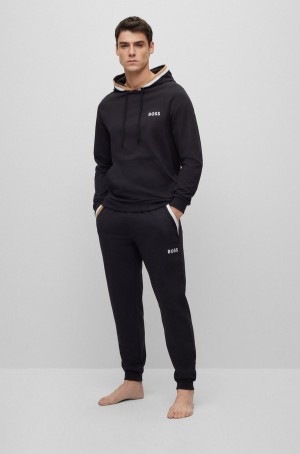Ropa De Dormir Hugo Boss Organic-cottons With Signature Stripes And Logos Hombre Negros | 07321-KGFX