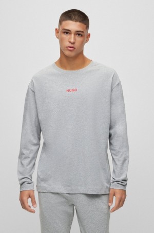 Ropa De Dormir Hugo Boss Relaxed-fit In Stretch Algodon With Logo Hombre Grises | 39016-DVTE