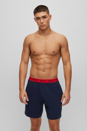 Ropa De Dormir Hugo Boss Stretch-cotton With Logo Waistband Hombre Azules Oscuro | 74890-LXDY