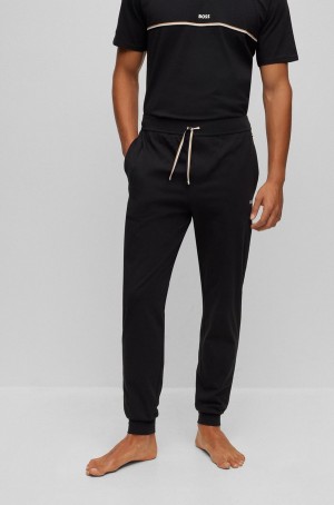 Ropa De Dormir Hugo Boss Stretch-cotton With Logo Print Hombre Negros | 16479-PZWU