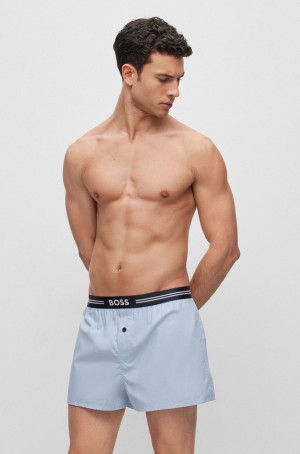 Ropa De Dormir Hugo Boss Three-pack Of In Algodon Poplin Hombre Azules | 23796-SBMV