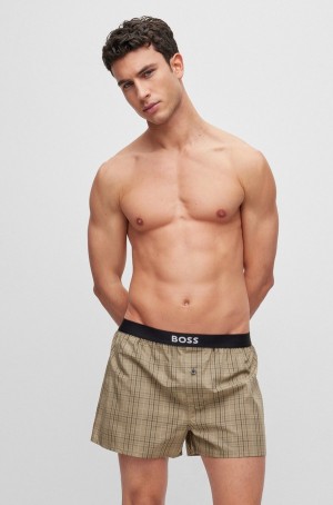 Ropa De Dormir Hugo Boss Two-pack Of Algodon With Logo Waistbands Hombre Negros Verdes | 16350-BMDQ