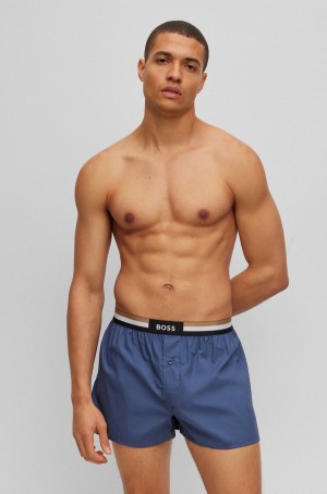 Ropa De Dormir Hugo Boss Two-pack Of Algodon With Signature Waistbands Hombre Azules | 04537-XLPY